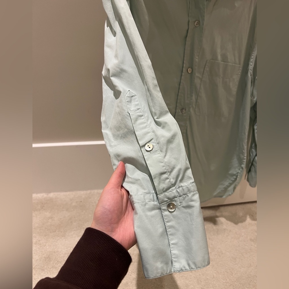 Vince Pale Mint Cotton Button-Down Shirt - Picture 9 of 10